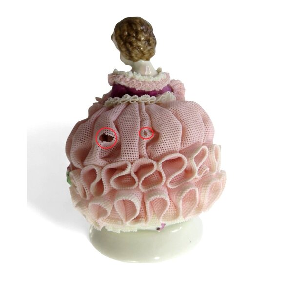 Mini Irish DRESDEN DOROTHEA Girl with Pink Dress Figurine Vintage 4.3" - Picture 7 of 12